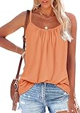 JOLIGAL Plus Size Tank Top for Women Summer Casual Spaghetti Strap Camisole Loose Fit Sleeveless Tunic Blouses(Coral, 3XL)