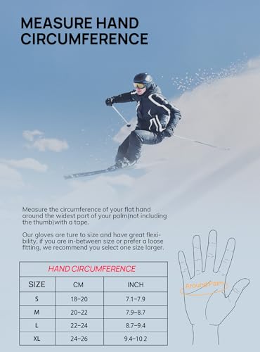 TRENDOUX Guantes Esqui Hombre, Guantes Invierno Hombre Mujer Caliente Impermeables, Guantes Termicos con Pantalla Táctil Ideal para Clima Frio Extremo Nieve Trabajo Correr Moto Ciclismo - Negro S - imagen 6