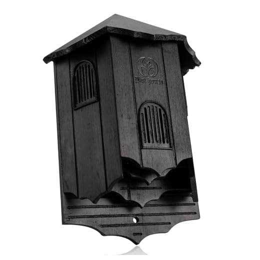 VIREESR Wooden Castle Bat Houses for Outside Bat Box for Outdoors - Large Three Chamber Box Perfectly Designed to Attract Bats - Durable and Easy to Hang(Bat House Ⅰ Black)