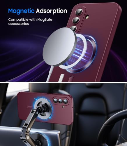 Image of MagPro Metallic Finish Case for Samsung Galaxy A57 5G | MagSafe Compatible Magnetic Cover, Matte Luxury Metallic Luster, Shockproof TPU, Camera Lens Guard, Wireless Charging Compatible | Red