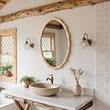 sawsile Oval Wood Mirror,Rustic 20x30 Inch Bamboo Farmhouse Decorative Vanity Natural Mirrors for Bedroom, Bathroom, Living Room,or Entryway