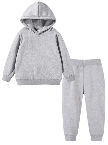 QIMAOPH Kids Boys Tracksuit Hoodie with Joggers Jogging Suit Girls Sweatpants Sports Activewear Set Children Polyester Winter Plain Hoodies Top Bottom Pants Set Age 3-9 Years Old