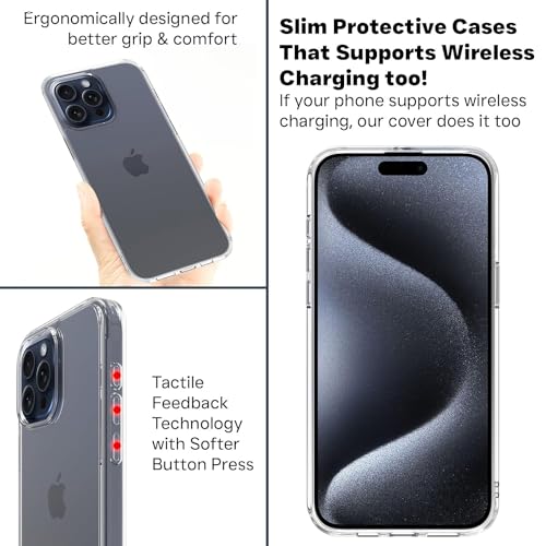 Image of WOW IMAGINE Crystal Clear Back Cover Case for Apple iPhone 15 Pro Max | Full Device & Camera Protection | Shockproof TPU Silicone Back Case Mobile Cover - Transparent