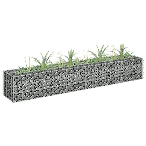 AUVYI Steinkorb Gartendeko Gabionen Hochbeet 180x30x30 cm Gabionenwand Terrasse Pfosten Stabile Konstruktion GabionenSäule Steingabionen Gabionenkörbe Pflanzenwand Verzinkter Stahl