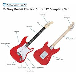 McGrey Rockit style ST guitare électrique rouge - Les Beatles, Paul McCartney, John Lennon, RIngo Starr, George Harrison McGrey Rockit style ST guitare électrique rouge – Image 4