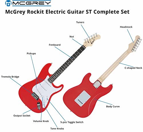 McGrey Rockit style ST guitare électrique rouge - Les Beatles, Paul McCartney, John Lennon, RIngo Starr, George Harrison McGrey Rockit style ST guitare électrique rouge – Image 5