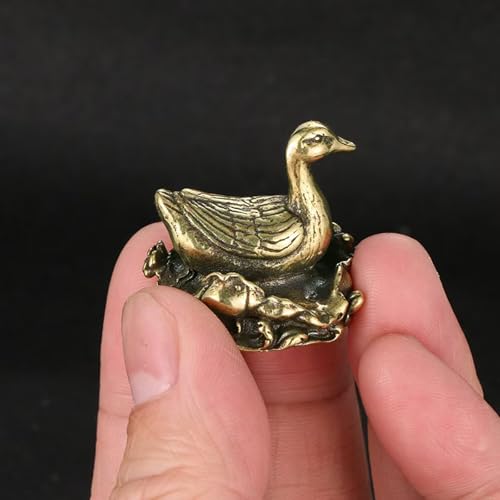 Estatua pequeña de metal de latón con forma de pato miniatura 2