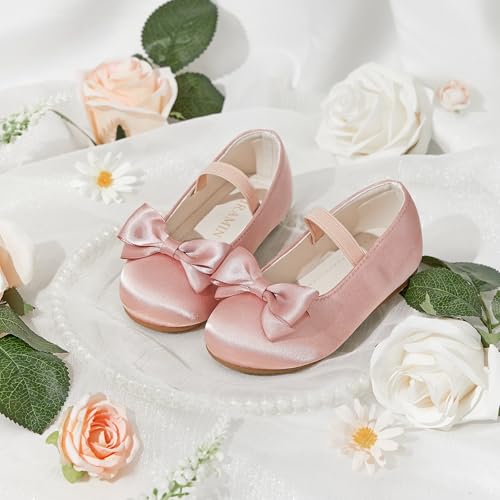 Image of PHIRAMIN Toddler Flower Girl Dress Shoes - Little Girl Ballet Flats Bow Wedding Party