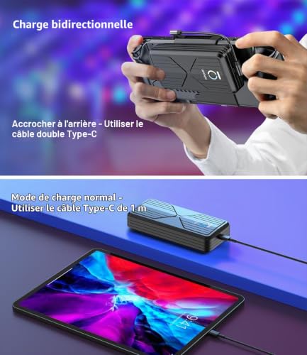 SIWIQU 20000mAh Power Bank pour Steam Deck, 45W PD 3.0 Banque d'alimentation, Batteries Externes Compatible avec Switch/Samsung/iPad/Laptop avec Support Arrière Amovible et Double Câble USB-C – vue 5