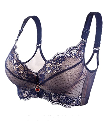 Padded Push Up Bra Lace Underwire U Back Soft Plus Size Everyday Bras Blue 42Dd #TOP5