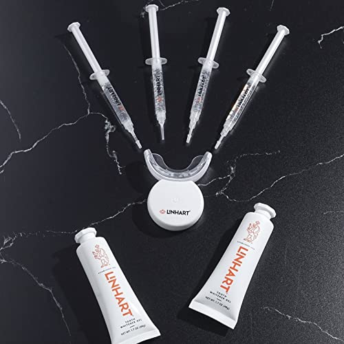 Linhart Teeth Whitening Kit With Led Light With Dental Whitening Gel Syringes And Teeth Whitener Gel With Hydrogen Peroxide - Professional Kit For Teeth Whitening #TOP5