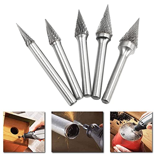 Set de 5 Fresas de Carburo de Corte Doble con Mango 6mm miniatura 5