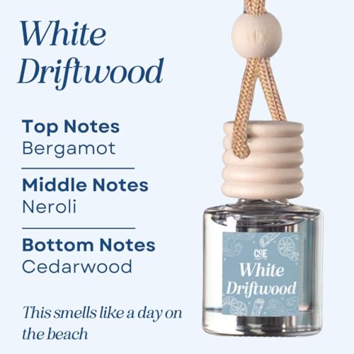 Image of CANDECraftCo Car Air Hanging Fragrance Oil, Car Auto Freshener for Essential Oils, Scents Fragrance Aromatherapy Automobile Diffuser, Long Lasting (White Driftwood)