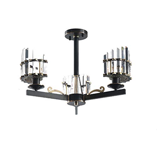 Lustre moderne noir en verre anti-éblouissement pour remplacer un plafonnier triste de salon