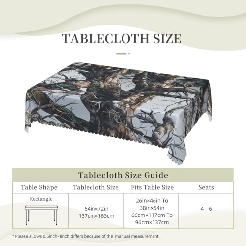 Nappe de table décorative avec dentelle et imprimé camouflage Cold Tree de 137x183