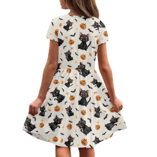 Image of Short Sleeve Dress for Girls with Pockets Cute Toddler Girl Clothes Summer 2-12