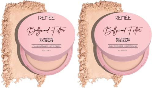 Image of RENEE Bollywood Filter Blurring Compact - Cashew Swirl | Pore Minimising, Matte Finish, Full Coverage, Rich Pay-off | Blurs Pores & Blemishes | 9g (Pack of 2)