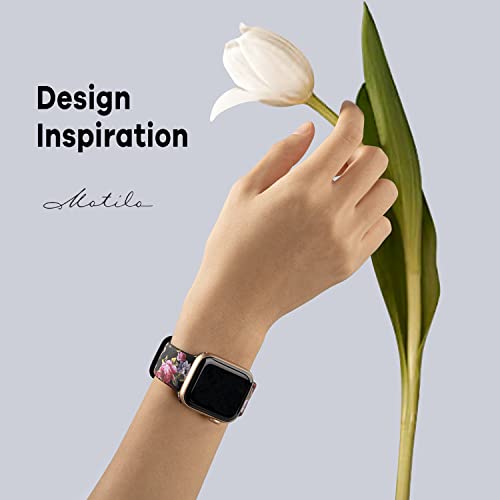 Oribear 3 Pack Bands Compatible With Apple Watch Bands 42Mm 44Mm 45Mm For Women Girls, Cute Silicone Fadeless Floral Printed Replacement Strap For Iwatch Series Se 7 6 5 4 3 2 1, Elegant Flower #TOP3