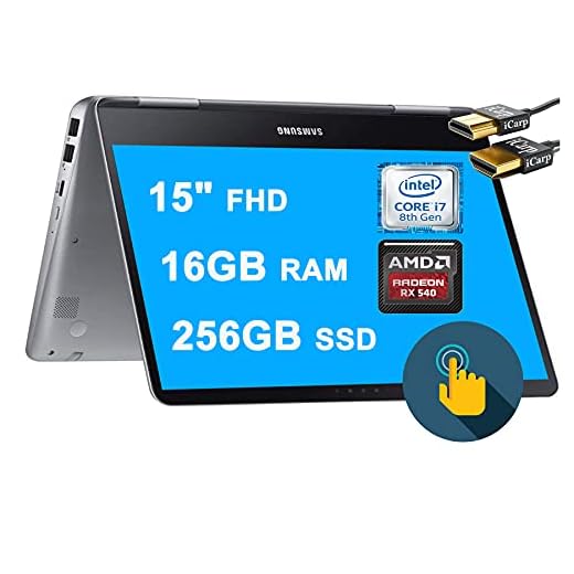Samsung Notebook 9 Pro 2 in 1 Laptop, 15" FHD Touchscreen, 8th Gen Intel Quad-Core i7-8550U, 16GB DDR4 256GB SSD, 2GB AMD Radeon 540 Backlit KB USB-C Pen Win 10 + ePark Wireless Mouse