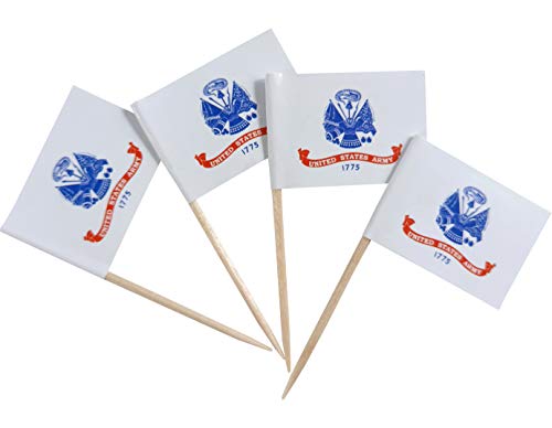 Décorations pour cupcakes drapeau de l'armée en papier mat et bois durable JBCD