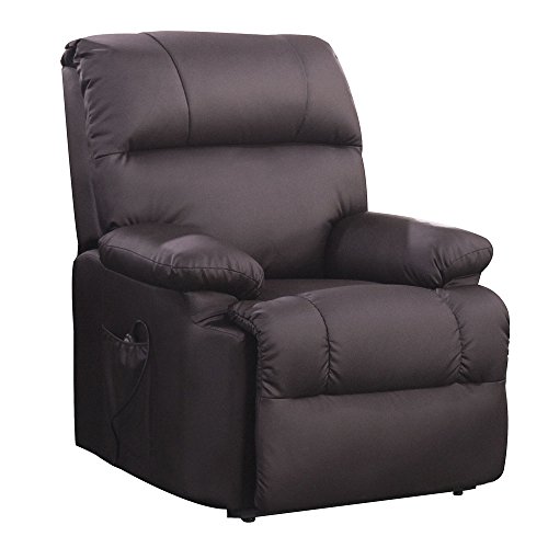 Massagesessel mit Wärmefunktion und elektrischer Aufstehhilfe - Fernsehsessel Relaxsessel Massagestuhl TV-Sessel - Kunstleder Farbwahl (braun)