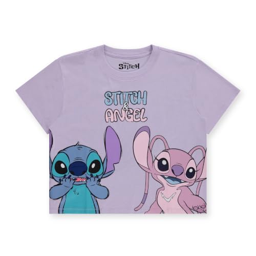 Disney Ladies Lilo and Stitch Shirt - Ladies Classic Lilo and Stitch Fashion Tee Lilo and Stitch Short Sleeve Skimmer Crop Top Tee (Lilac, Large) - image 1