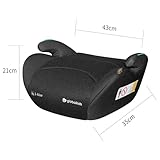 globakids I-Size Booster Car Seat - 125-150cm,Child Booster Seat,Comfortable, Compact & Lightweight,Portable Car Seats for Kids,ECE R129，Black - Image 6