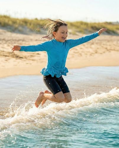 Image of City Threads Girls Long Sleeve Rashguard UPF 50+ Made in USA, Girls' Rash Guard Shirts with Sun Protection