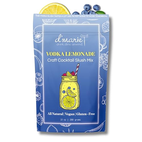 Frozen Cocktail Drink Mix - Makes 10 Slushies - Vodka Lemonade Drink Powder Pouches for Alcohol - All Natural Low Sugar Mixer, No Blender Needed