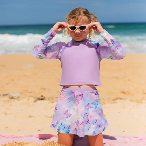 Image of WDIRARA Girl's 3 Piece Butterfly Print Tankini Swimwear Set Boho Raglan Sleeve Bikini Sets Bathing Suit