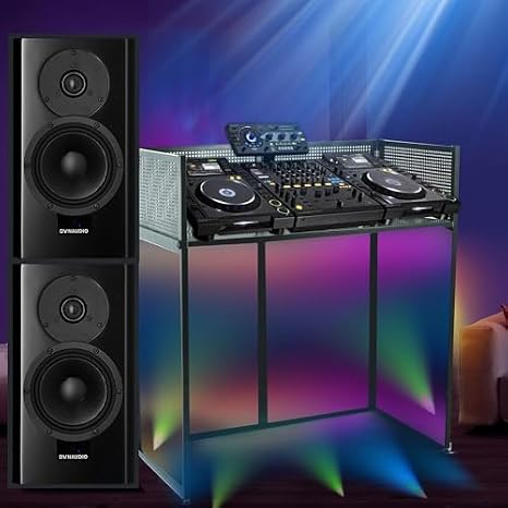 Foldable DJ Facade Table, Portable Adjustable Screen Booth with Scrim and Carrying Bag for Event Setup