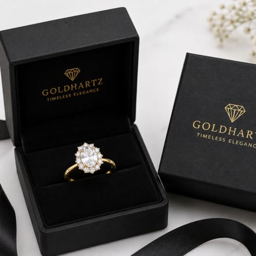 Image of Princess Diana Inspired Halo Birthstone Ring for Women Girls | Pure 925 Sterling Silver with AAA+ Natural Gemstone | 18K Gold-Plated | Best Gift for Birthday, Anniversary, or Valentine�s Day