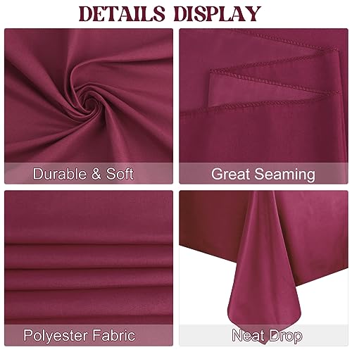 Image of 4 Pack Rectangle Tablecloth 60x102 Inch Burgundy Washable Polyester Table Cover for Wedding Dining Table Buffet Parties Banquet Decoration(Burgundy)