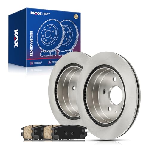 Image of KAX Rear Brake Kit, Carbon Fiber Ceramic Brake Pads and Rotors | Fits Chevrolet Equinox 2010-2017, GMC Terrain 2010-2017, Automotive Replacement Brake Kit