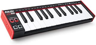 AKAI Professional LPK25 Klawiatura USB MIDI (Mac i PC) z 25 responsywnymi klawiszami syntezatorowymi, arpeggiatorem i programami do produkcji muzyki, LPK25 MK2 - Czarny