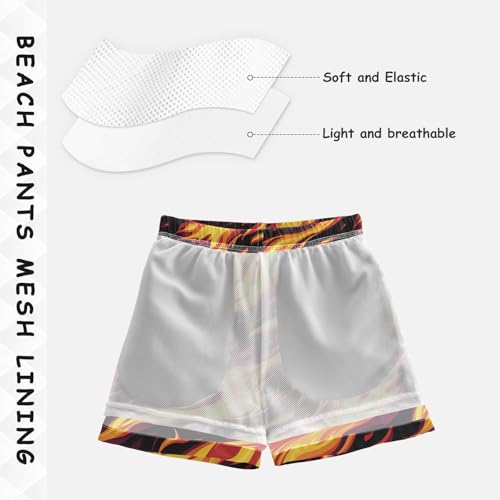 Pigsaly Boys Swim Trunks Fire Flame Orange Orange Boys Board Shorts Swimsuit Swimwear Summer Bathing Suit 3T4