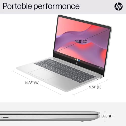 Image of HP Chromebook 15.6 inch Laptop for Student & Business, 15.6 inch HD Display, 8 GB RAM, 128 GB Storage (64 GB eMMC + 64 GB MicroSD), Intel Quad-Core Pentium N200, Intel UHD Graphics, Anti-Glare, Chrome OS