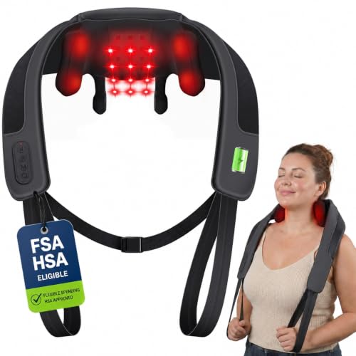 Image of CooCoCo Red Light Neck Massager with Heat, 6D Shiatsu, 660nm & 850nm