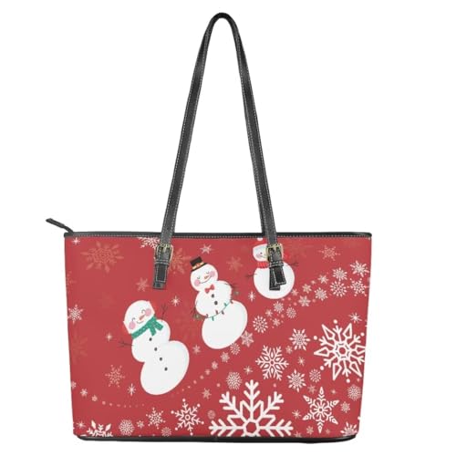Image of Coldinair Christmas Leather Tote Bag for Women with Zipper Large Shoulder Tote Bag Shopping Casual Travel Bag Handbag Purse