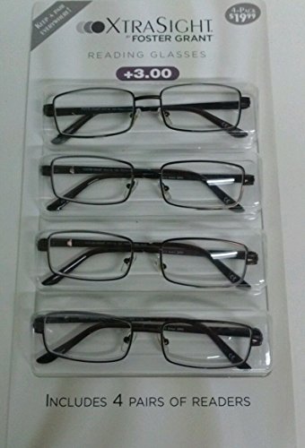 4 Pack FOSTER GRANT Axton READING GLASSES +3.00 Scratch Resistant NEW