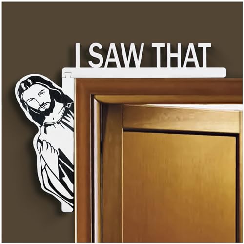 I Saw That Sign Jesus Door Frame Decor - Wood Funny Home Door Sitter Corner Decorations Christmas Easter Birthday Gifts for Christian Lovers (8.5 x 6.7inch Left)