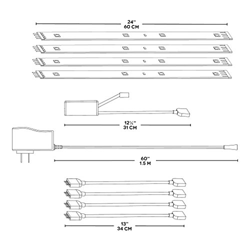 BAZZ JUL60RM4 Jib RGB LED Tape Light, Dimmable, Linkable, Energy Efficient, 24", 4 Piece by BAZZ - Image 3