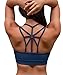 YIANNA Sujetador Deportivo Mujer con Relleno Top Yoga Running Alto Impacto Sujetadores Deportivos sin Aros Azul, YA139 Size M