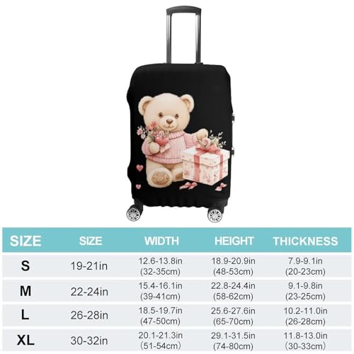 Teddy Bear Valentines Gifts Travel Luggage Cover for Suitcase 19-32 Inches Elastic Washable Baggage Protector2