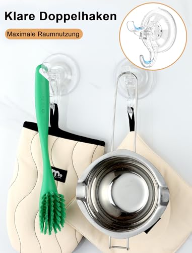 Aetubree 5-Pack Saugnapfhaken ohne Bohren, Extra starke & wiederverwendbare Saughaken für Bad, Küche, Fenster, Glas, Hält bis zu 5 kg, 7 cm Durchmesser, transparent
