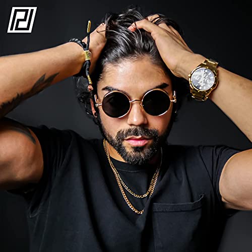 Image of PROUDDEMON Retro Gothic Steampunk Sunglasses for Women Men Round Lens Metal Frame