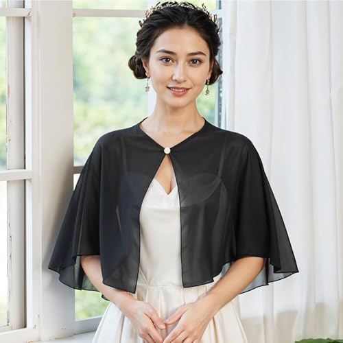 Chiffon Shawl Wraps Shrug Capelets for Women's Soft Bolero Cover Up Wedding Capes Elegant Bridal Accessories4