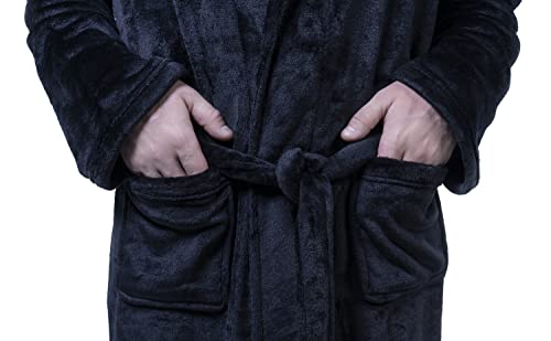 XING YE CHUAN Men's Fleece Robe, Warm Plush Bathrobe4