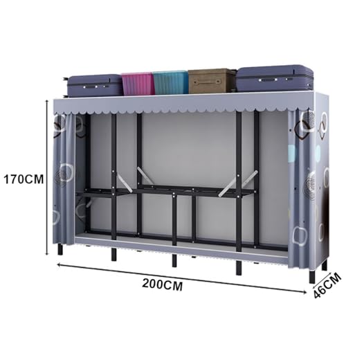 Armario de tela de 200 cm con barra plegable para ropa 3
