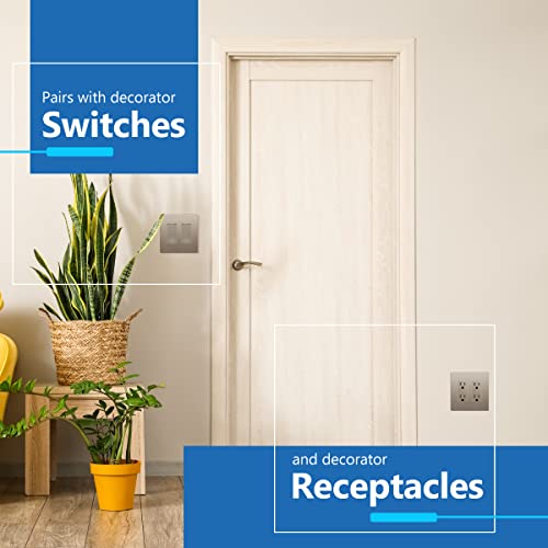 Image of LIDER Decorator Switch Cover, Screwless Wall Plate, Mid-Size 2-Gang 4.88 inch x 4.92 inch, LSWP-32M-NK, UL Listed, Thermoplastic, Matte Nickel, 1-Pack